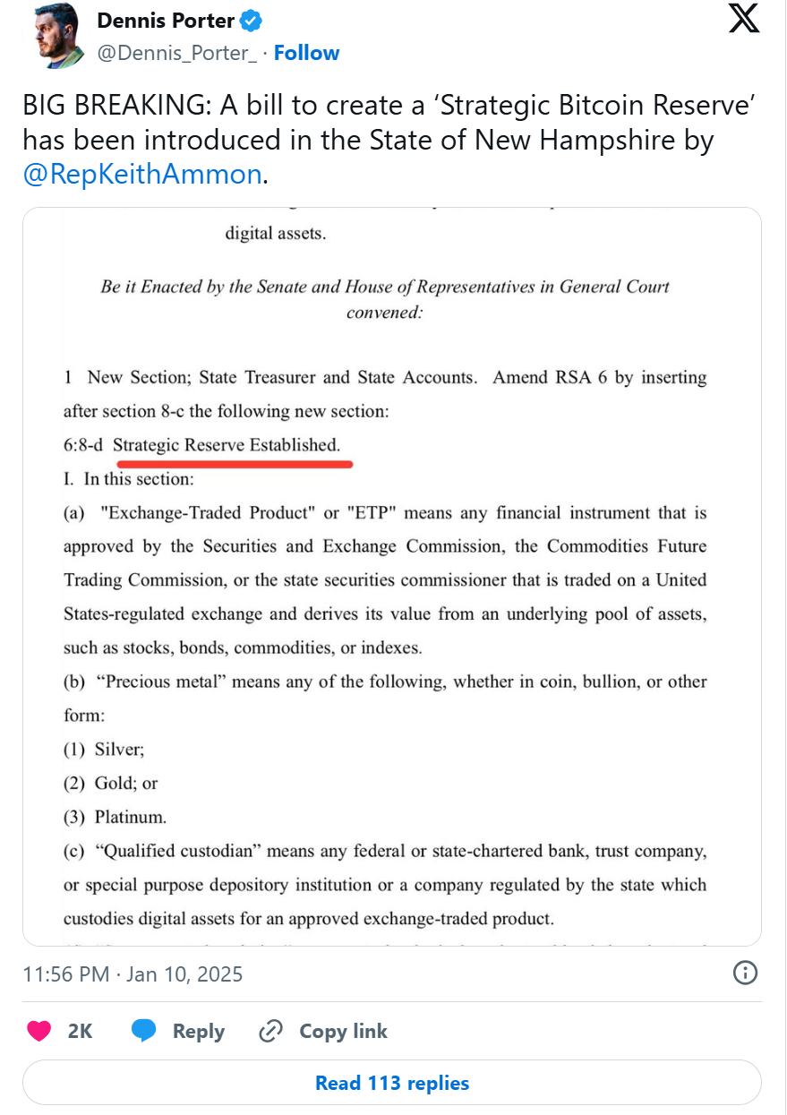 美国八州抢跑!战略比特币储备立法大战一触即发?